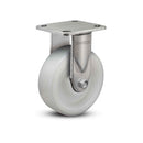 Stainless 6"x2" White Nylon Precision Ball Bearing Rigid Caster with 4"x4.5" Plate
