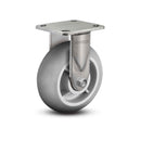 Stainless 6"x2" Performa Rubber (Round) Delrin Bearing Rigid Caster with 4"x4.5" Plate