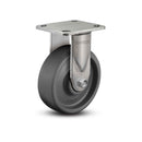 Stainless 6"x2" Solid Elastomer Roller Bearing Rigid Caster with 4"x4.5" Plate