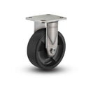 Stainless 6"x2" Hi-Temp Nylon Roller Bearing Rigid Caster with 4"x4.5" Plate