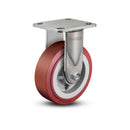Stainless 6"x2" HI-TECH Polyurethane Roller Bearing Rigid Caster with 4"x4.5" Plate
