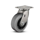 Stainless 6"x2" Performa Rubber (Flat/Conductive) Roller Bearing Caster with 4"x4.5" Plate