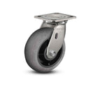 Stainless 6"x2" Performa Rubber (Round/Conductive) Roller Bearing Caster with 4"x4.5" Plate