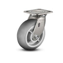 Stainless 6"x2" Performa Rubber (Round) Roller Bearing Caster with 4"x4.5" Plate