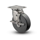 Stainless 6"x2" Commander HD Precision Ball Bearing Side-Lock Caster with 4"x4.5" Plate
