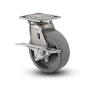 Stainless 6"x2" HD Nylon Glass Filled Roller Bearing CAM-Brake Caster with 4"x4.5" Plate