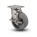 Stainless 6"x2" HD Nylon Glass Filled Delrin Bearing Side-Lock Caster with 4"x4.5" Plate
