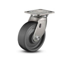 Stainless 6"x2" Solid Elastomer Precision Ball Bearing Caster with 4"x4.5" Plate