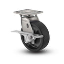 Stainless 6"x2" Hi-Temp Nylon Roller Bearing CAM-Brake Caster with 4"x4.5" Plate