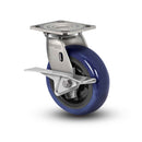Stainless 6"x2" Eagle Polyurethane Roller Bearing CAM-Brake Caster with 4"x4.5" Plate