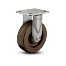 Stainless 8"x2" Hi-Temp Phenolic Roller Bearing Rigid Caster with 4"x4.5" Plate