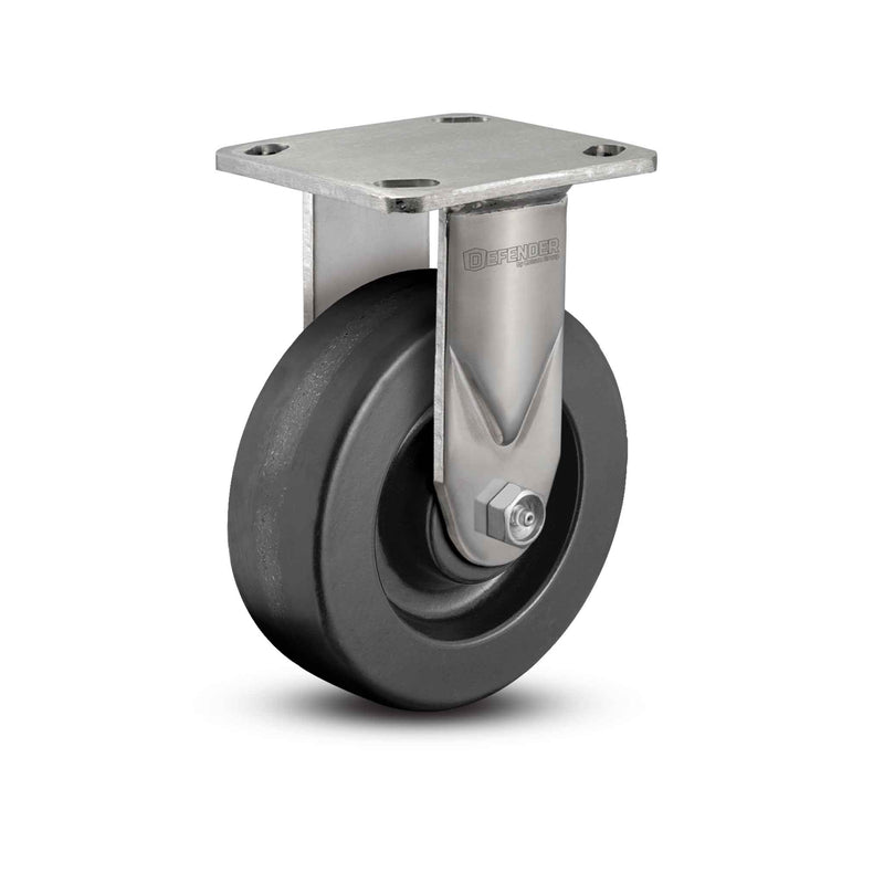 Stainless 8"x2" Phenolic Delrin Bearing Rigid Caster with 4"x4.5" Plate