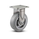 Stainless 8"x2" Performa Rubber (Flat/Grey) Roller Bearing Rigid Caster with 4"x4.5" Plate