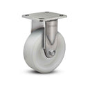 Stainless 8"x2" White Nylon Roller Bearing Rigid Caster with 4"x4.5" Plate