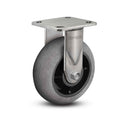 Stainless 8"x2" Performa Rubber (Round/Conductive) Precision Ball Bearing Rigid Caster with 4"x4.5" Plate