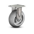 Stainless 8"x2" Performa Rubber (Round) Precision Ball Bearing Rigid Caster with 4"x4.5" Plate