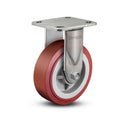 Stainless 8"x2" HI-TECH Polyurethane Precision Ball Bearing Rigid Caster with 4"x4.5" Plate
