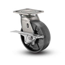 Stainless 8"x2" Max Nylon Roller Bearing CAM-Brake Caster with 4"x4.5" Plate