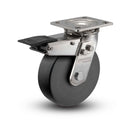 Stainless 8"x2" Commander HD Precision Ball Bearing Caster with Total Lock and 4"x4.5" Plate