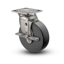 Stainless 8"x2" Commander HD Precision Ball Bearing Side-Lock Caster with 4"x4.5" Plate