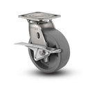 Stainless 8"x2" HD Nylon Glass Filled Roller Bearing CAM-Brake Caster with 4"x4.5" Plate