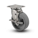 Stainless 8"x2" HD Nylon Glass Filled Delrin Bearing Side-Lock Caster with 4"x4.5" Plate