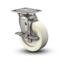 Stainless 8"x2" Hi-Temp Retort Roller Bearing Side-Lock Caster with 4"x4.5" Plate