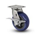 Stainless 8"x2" Eagle Polyurethane Roller Bearing CAM-Brake Caster with 4"x4.5" Plate