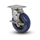 Stainless 8"x2" Eagle Polyurethane Precision Ball Bearing Side-Lock Caster with 4"x4.5" Plate