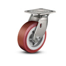 Stainless 8"x2" HI-TECH Polyurethane Roller Bearing Caster with 4"x4.5" Plate