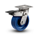 Stainless 8"x2" K Solid Polyurethane Precision Ball Bearing Caster with Total Lock and 4"x4.5" Plate