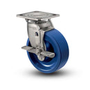 Stainless 8"x2" K Solid Polyurethane Precision Ball Bearing Side-Lock Caster with 4"x4.5" Plate