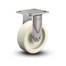 Stainless 8"x2" Hi-Temp Retort Delrin Bearing Rigid Caster with 4"x4.5" Plate