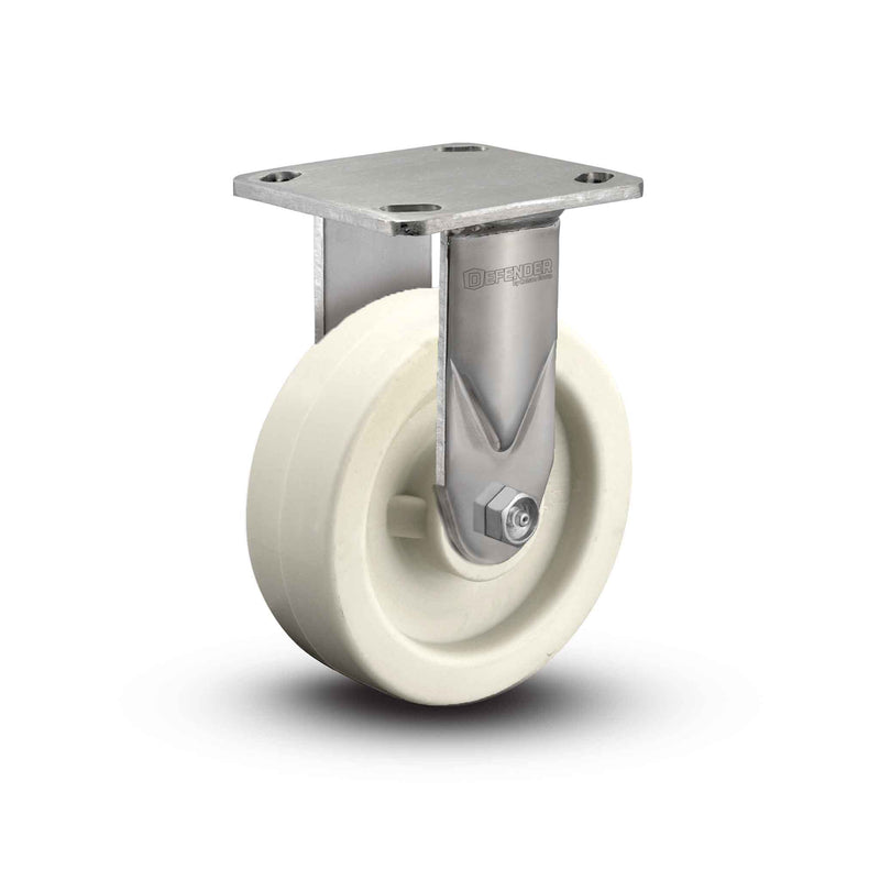 Stainless 4"x2" Hi-Temp Retort Precision Ball Bearing Rigid Caster with 4"x4.5" Plate