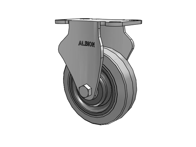 Dolly 4"x1.25" Performance XS Rubber Rigid Caster with 3-5/8" x 2-1/2" Plate