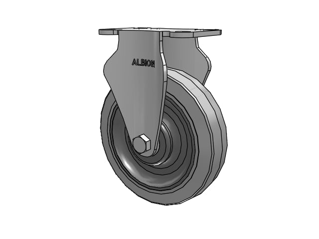 Dolly 5"x1.25" Performance XS Rubber Rigid Caster with 3-5/8" x 2-1/2" Plate