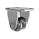 Dual CN Chrome 2"x1" Neoprene Wheel Rigid Caster with 2.5"x3.625" Plate