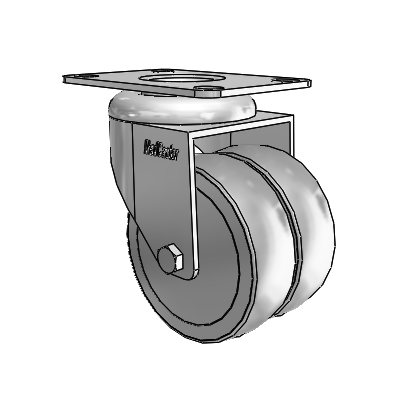 Dual-Wheel 3" Low-Profile TPR Wheel Caster with 2.5"x3.625" Plate