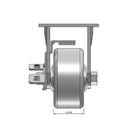 Top dimensioned CAD view of a Pemco Casters 4" x 2" wide wheel Rigid caster with 4" x 4-1/2" top plate, with a side locking brake, Cast Iron wheel and 800 lb. capacity part