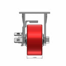 Top dimensioned CAD view of a Pemco Casters 4" x 2" wide wheel Rigid caster with 4" x 4-1/2" top plate, with a side locking brake, Mold-on Poly wheel and 800 lb. capacity part