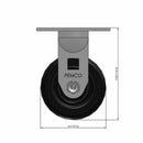 Front dimensioned CAD view of a Pemco Casters 4" x 2" wide wheel Rigid caster with 4" x 4-1/2" top plate, without a brake, Phenolic wheel and 800 lb. capacity part