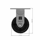 Front dimensioned CAD view of a Pemco Casters 4" x 2" wide wheel Rigid caster with 4" x 4-1/2" top plate, without a brake, Polypropylene HD wheel and 500 lb. capacity part