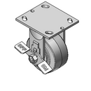 4"x2" Thermo-Rubber (Flat) Precision Ball Bearing Rigid Side-Lock Caster with 4"x4.5" Plate