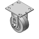 4"x2" Thermo-Rubber (Flat) Precision Ball Bearing Rigid Caster with 4"x4.5" Plate