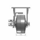 Top dimensioned CAD view of a Pemco Casters 4" x 2" wide wheel Rigid caster with 4" x 4-1/2" top plate, with a side locking brake, Thermo-Rubber (Flat) wheel and 300 lb. capacity part