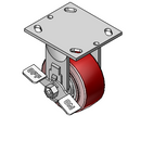 4"x2" Thermo-Urethane Precision Ball Bearing Rigid Side-Lock Caster with 4"x4.5" Plate