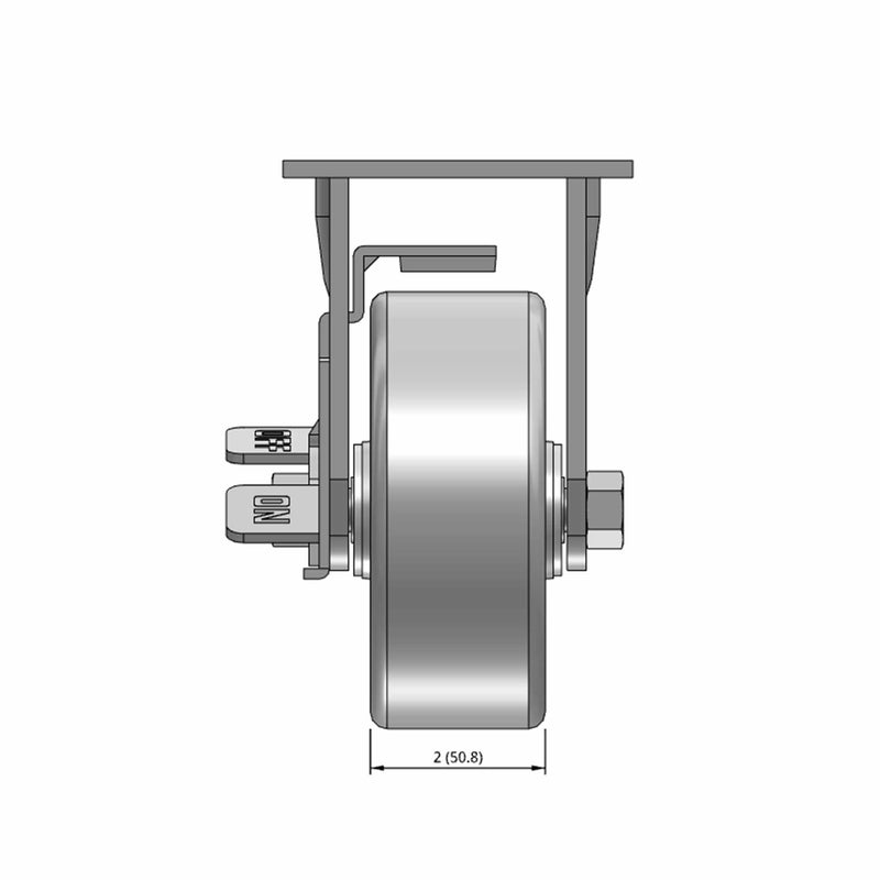 5"x2" Cast Iron Wheel Side Locking Rigid Caster