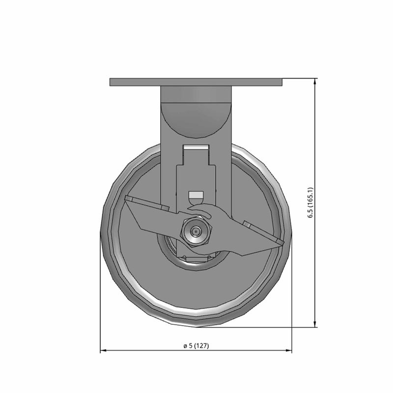 5"x2" Cast Iron Wheel Side Locking Rigid Caster