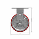 5"x2" Polyurethane-on-Iron Wheel Side Locking Rigid Caster