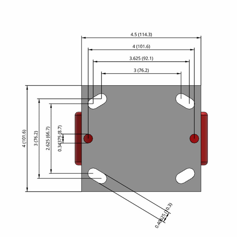 5"x2" Polyurethane-on-Iron Wheel Rigid Caster